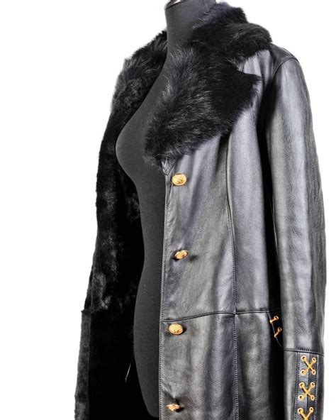 versus versace shearling coat|Versus Versace Women’s Long Sleeve Faux Fur & Shearling.